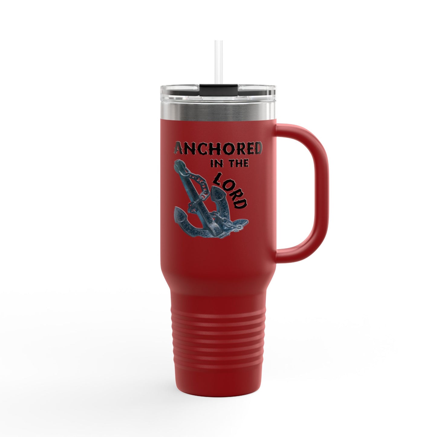 Anchored in the Lord 40oz Insulated Travel Mug Black