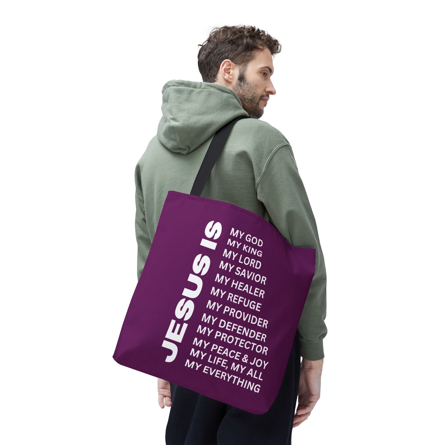 Christian JESUS IS Tote Bag - Purple