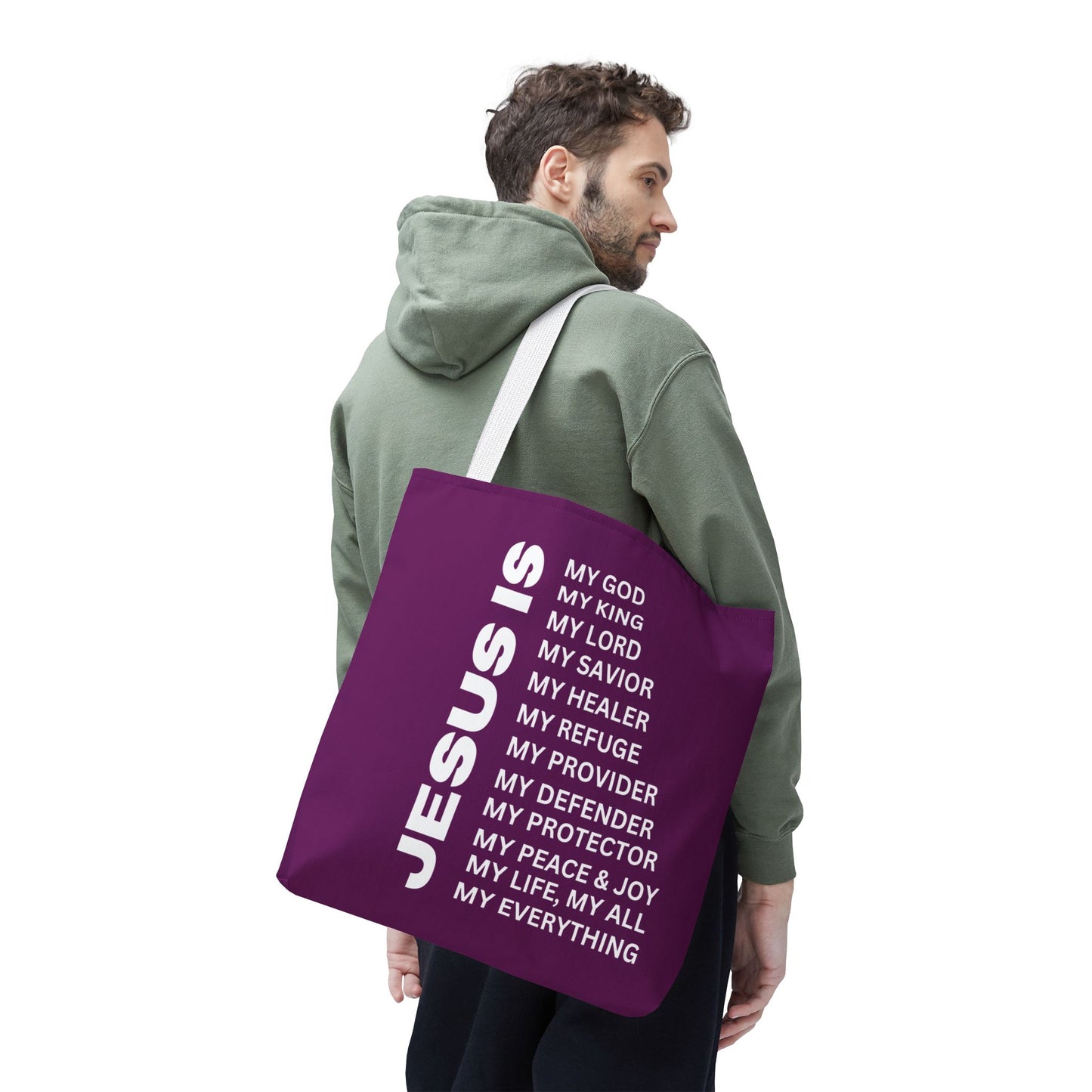 Christian JESUS IS Tote Bag - Purple