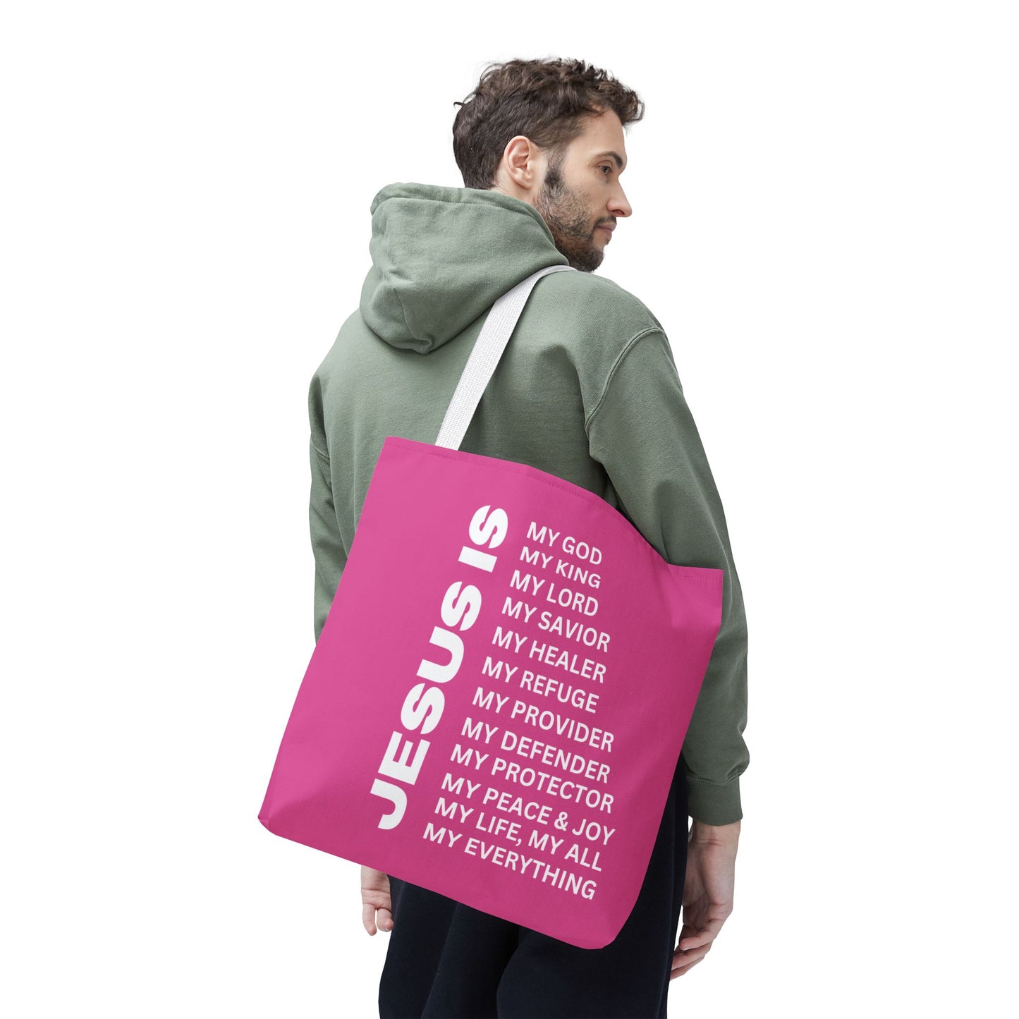 Christian JESUS IS Tote Bag - Pink