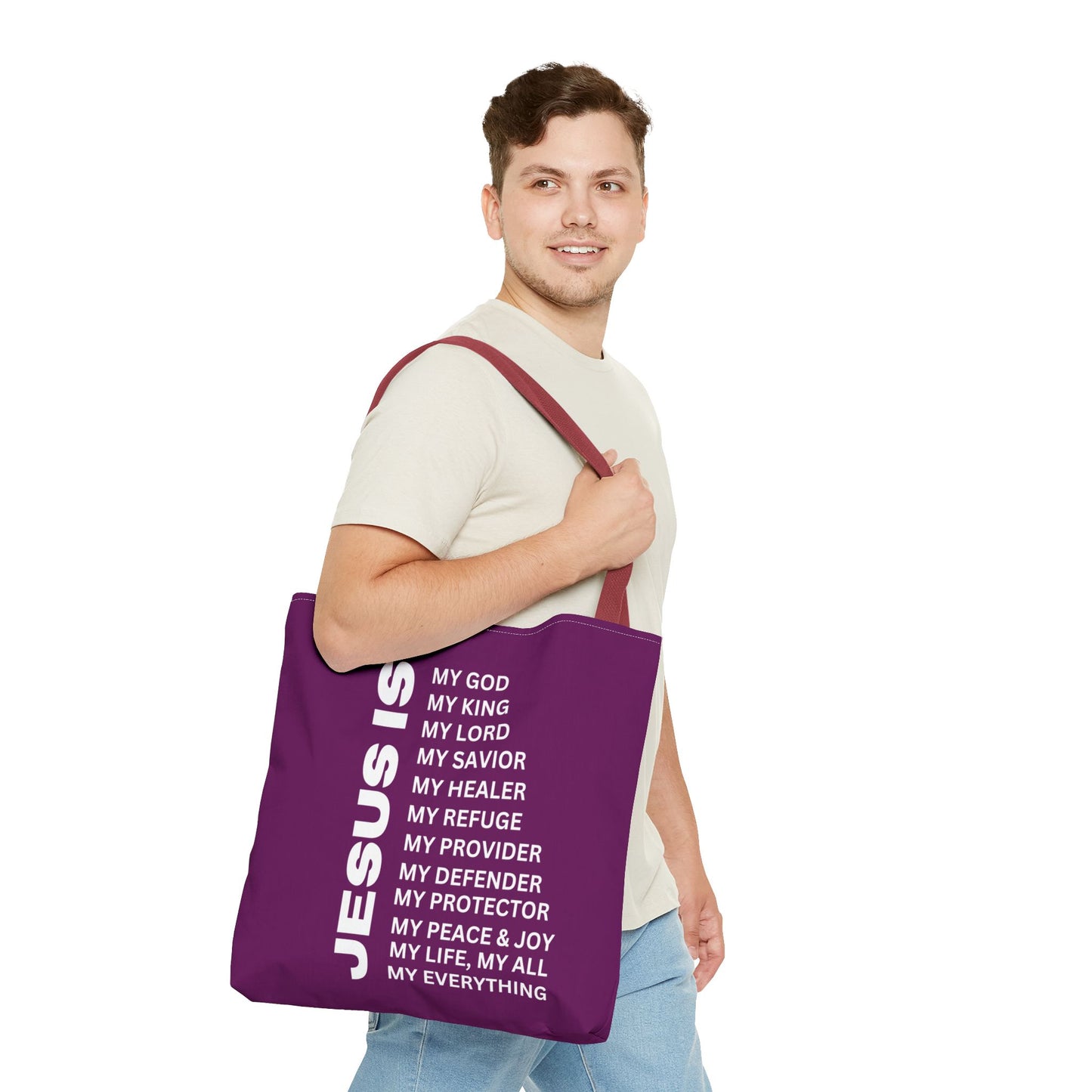 Christian JESUS IS Tote Bag - Purple