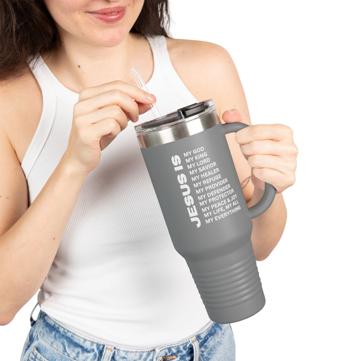 Christian JESUS IS Insulated Travel Mug, 40oz White