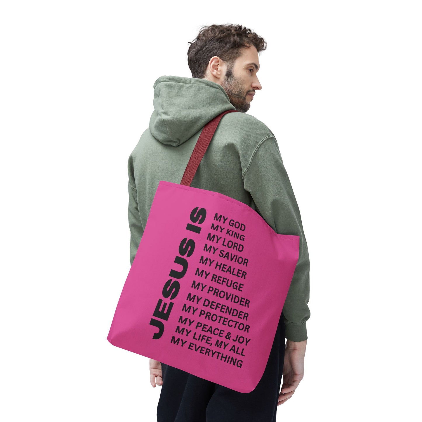 Christian JESUS IS Tote Bag - Pink