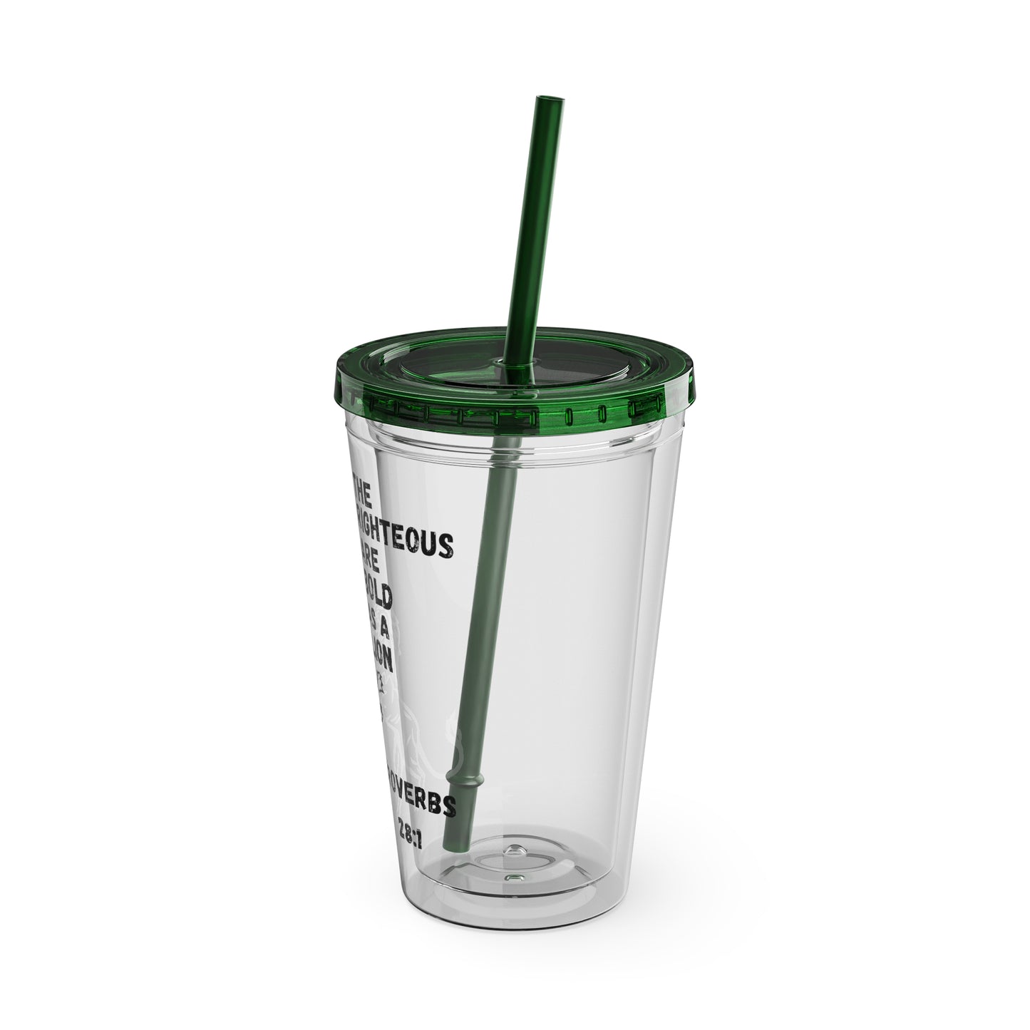 "The Righteous Are Bold as a Lion" 16oz Inspirational Tumbler with Straw