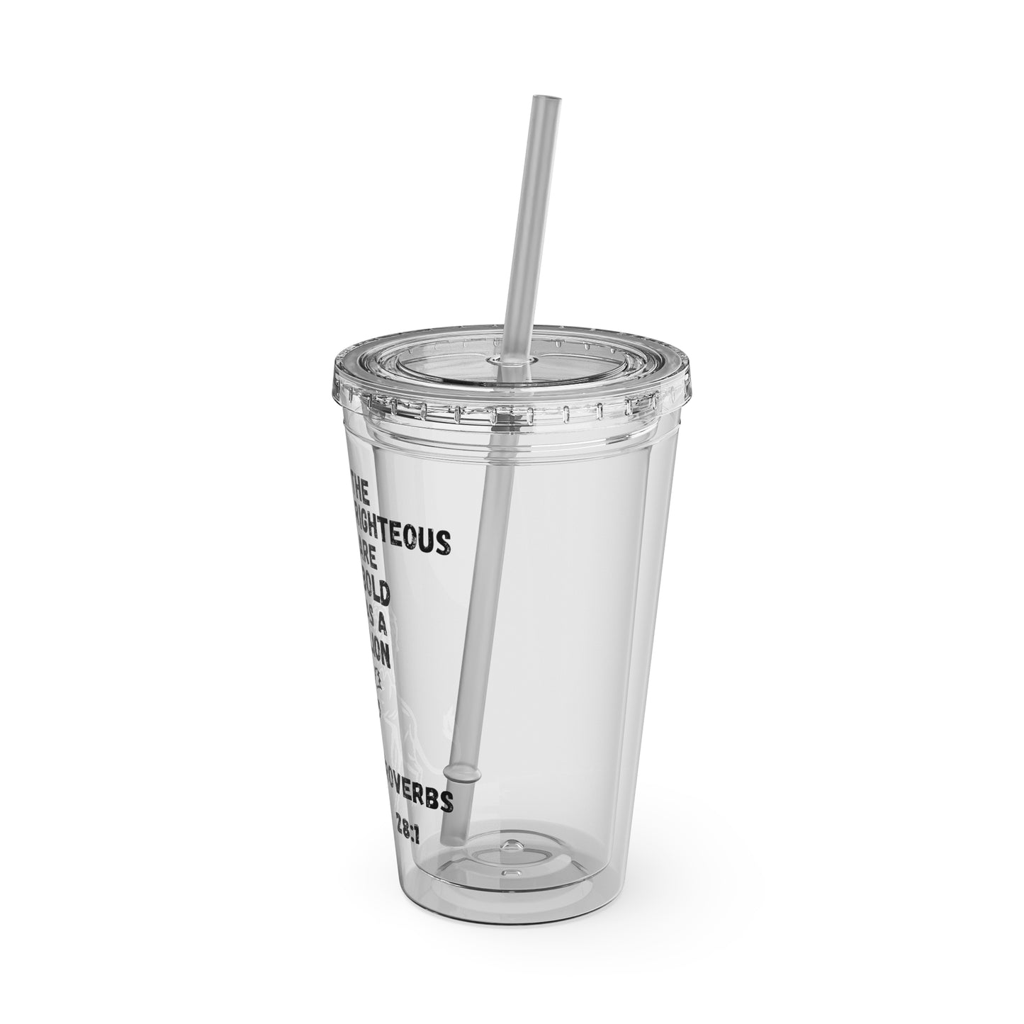 "The Righteous Are Bold as a Lion" 16oz Inspirational Tumbler with Straw