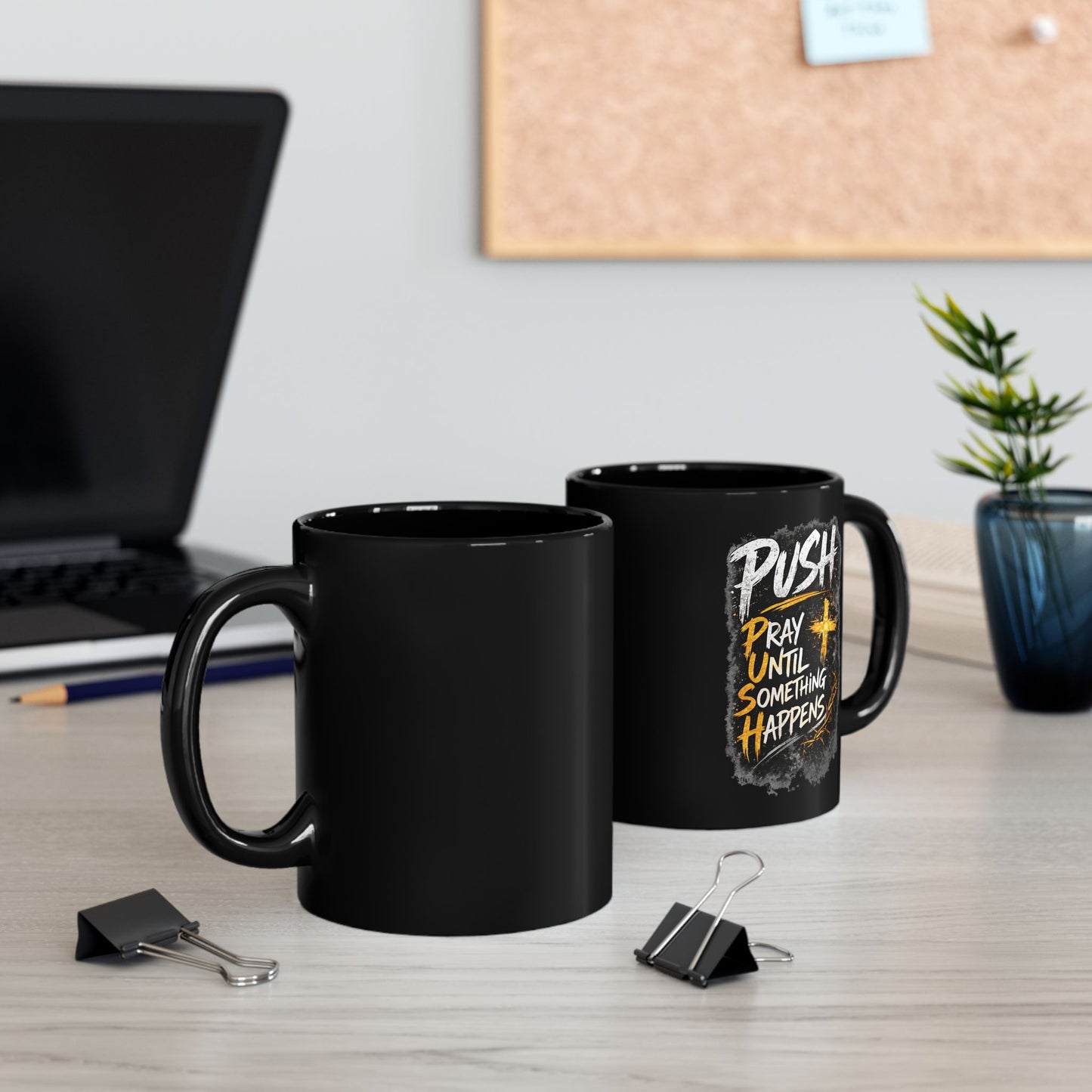 Push Black Coffee Mug — (11oz & 15oz)