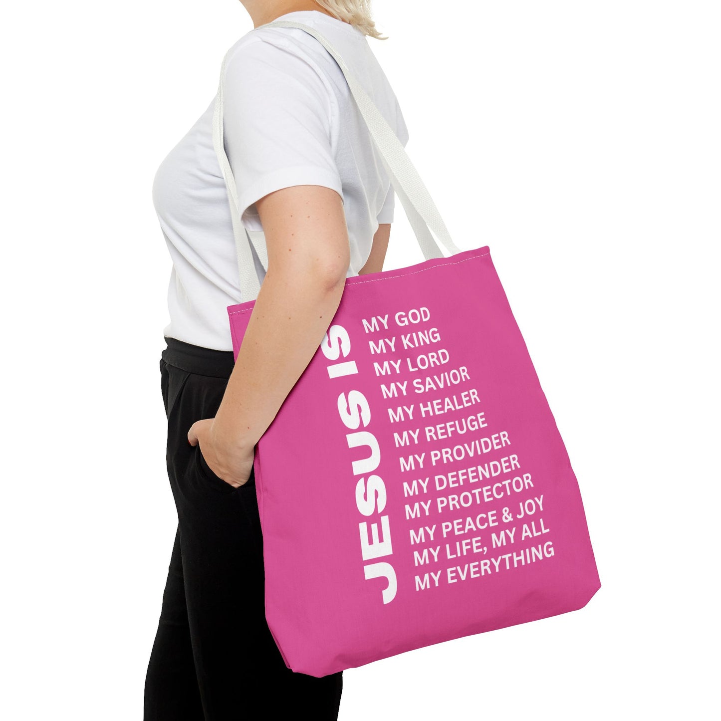 Christian JESUS IS Tote Bag - Pink