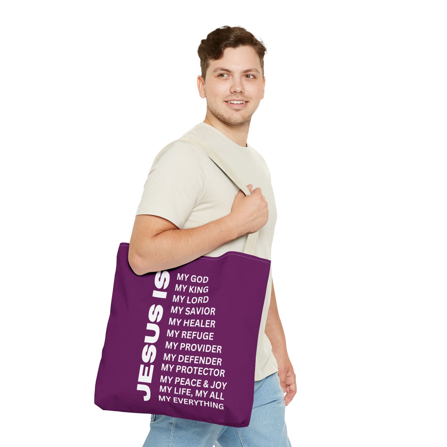 Christian JESUS IS Tote Bag - Purple