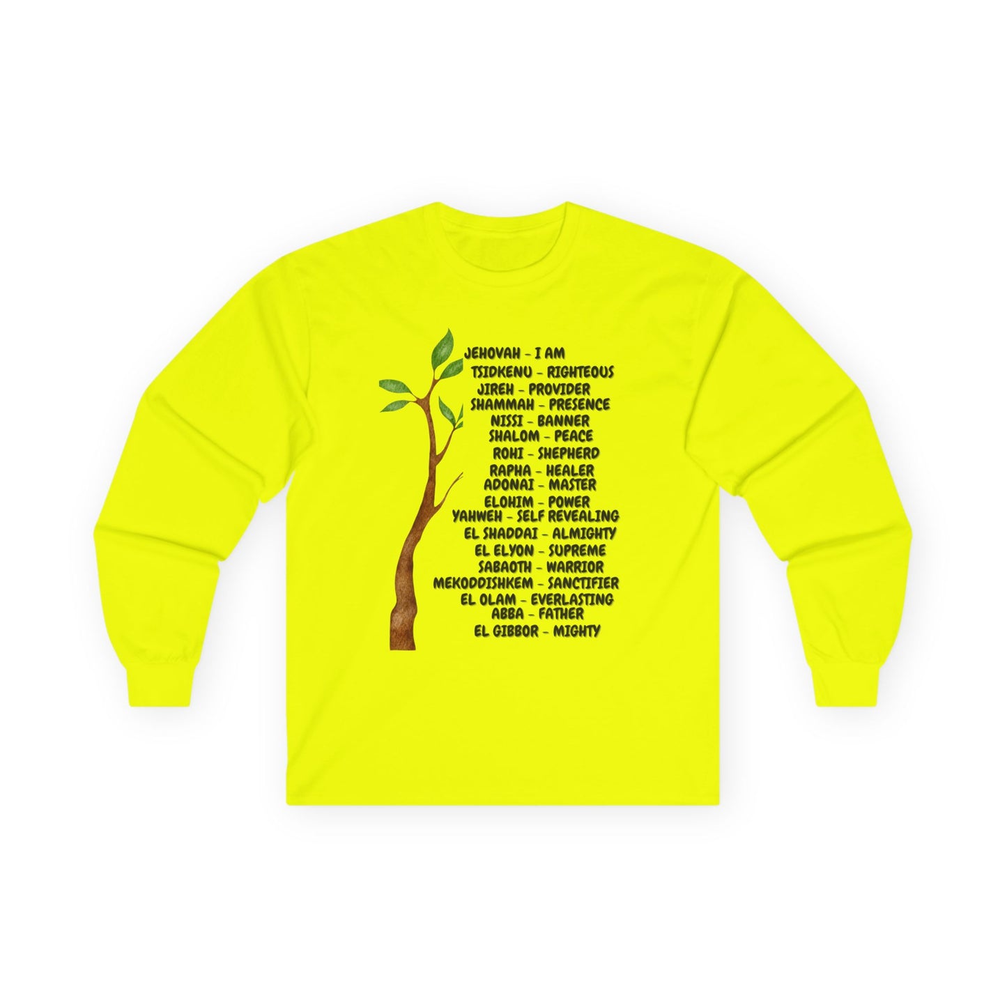 Characteristic Names of God Long Sleeve Tee - Black