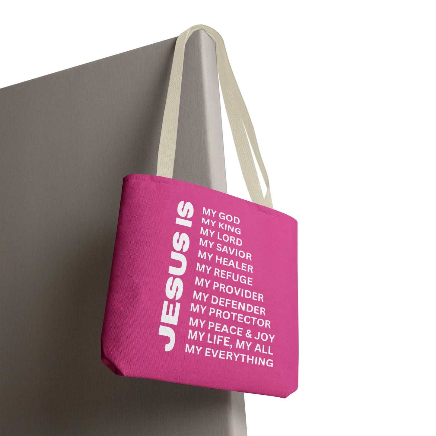 Christian JESUS IS Tote Bag - Pink