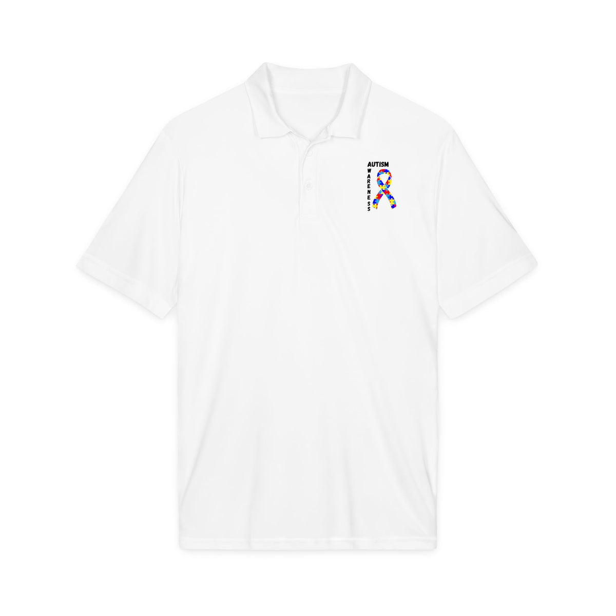 Autism Puzzle Ribbon Polo - Black
