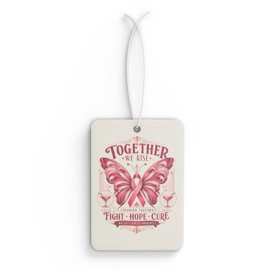 Together We Rise Car Air Freshener Pink Ribbon Butterfly