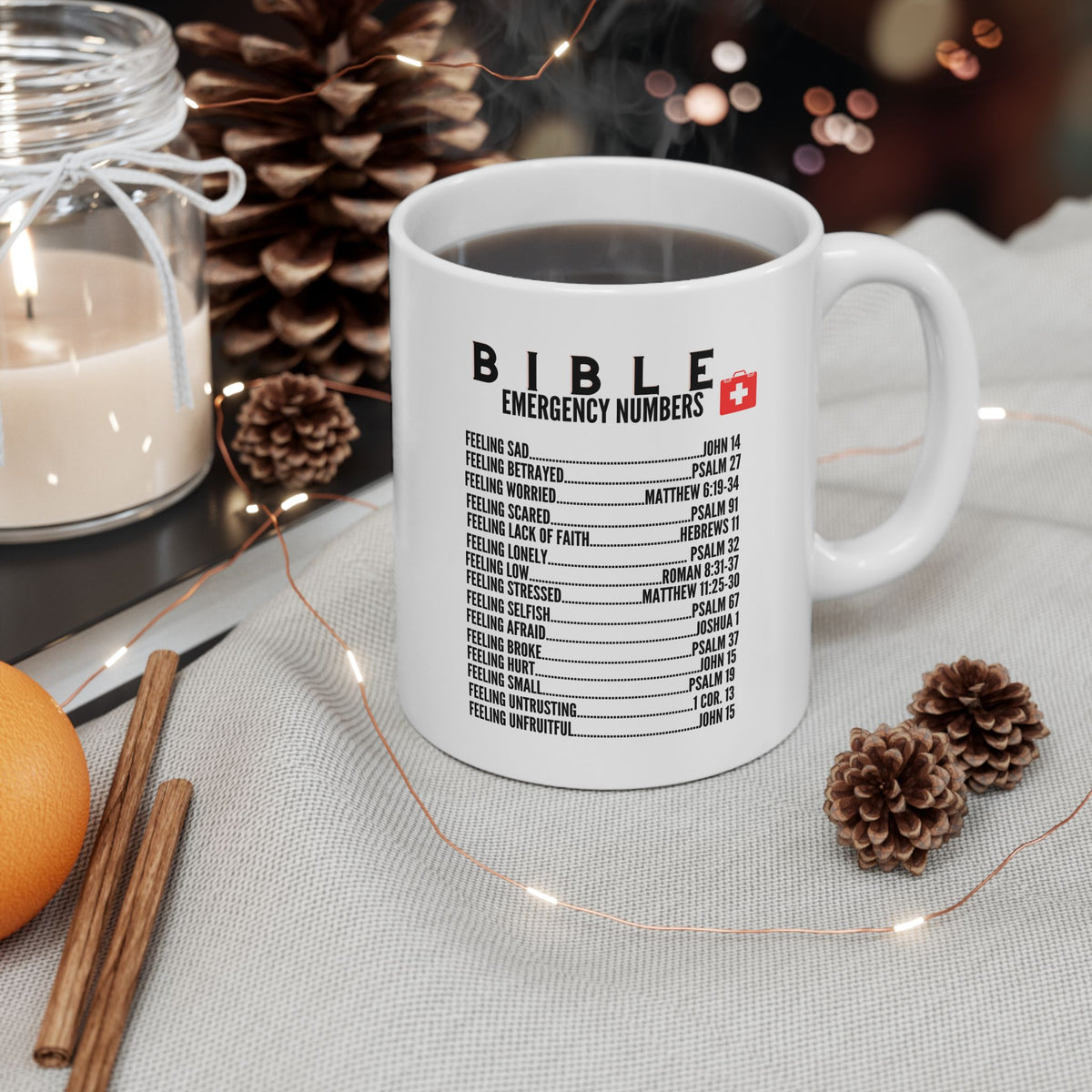 Bible Emergency Numbers White Coffee Mug (11oz, 15oz)
