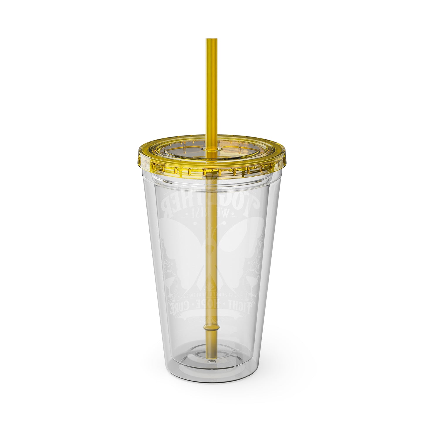 Together We Rise Butterfly Breast Cancer 16oz Tumbler with Straw