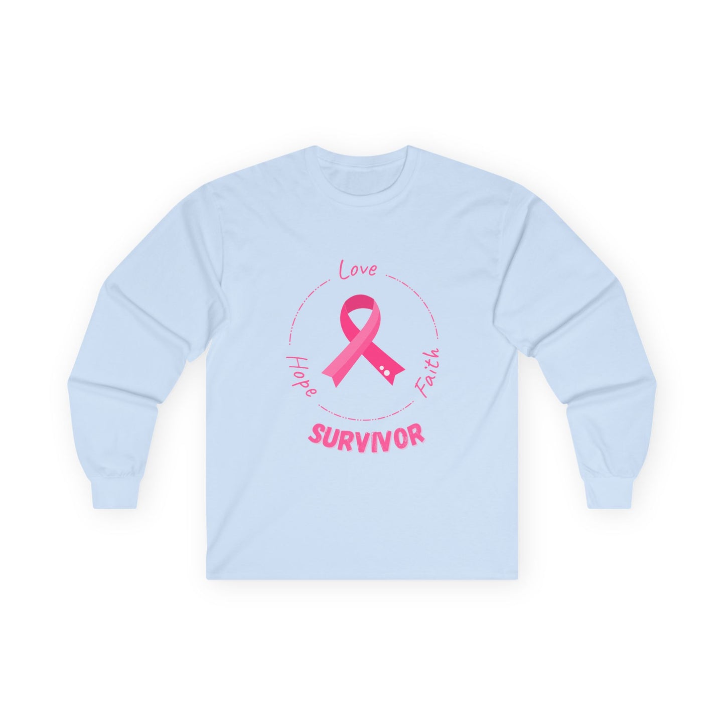 Breast Cancer Survivor Long Sleeve Tee — Pink Ribbon “Survivor”