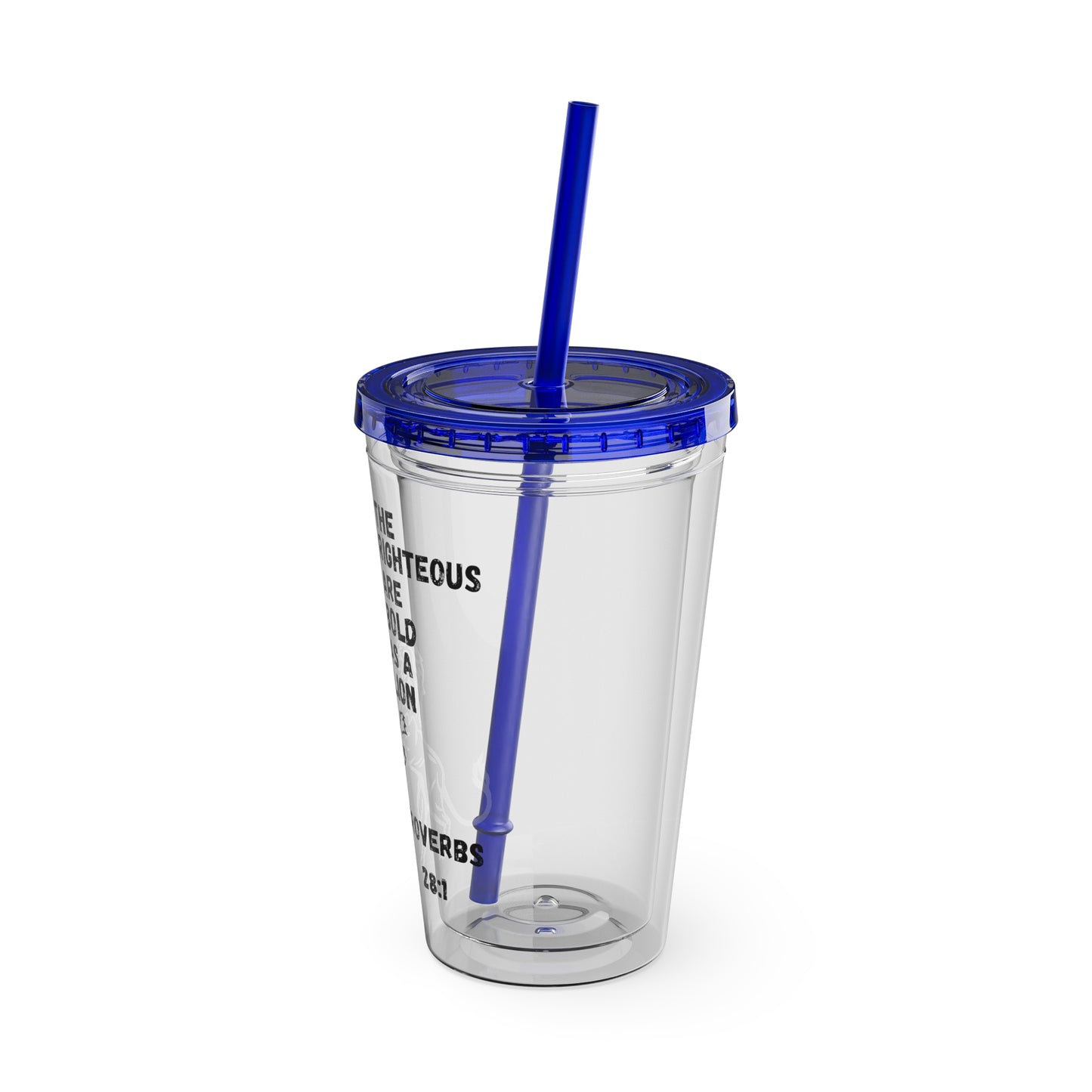 "The Righteous Are Bold as a Lion" 16oz Inspirational Tumbler with Straw