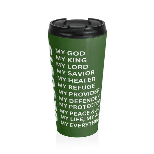 Christian JESUS IS Green Stainless Steel Travel Mug - White