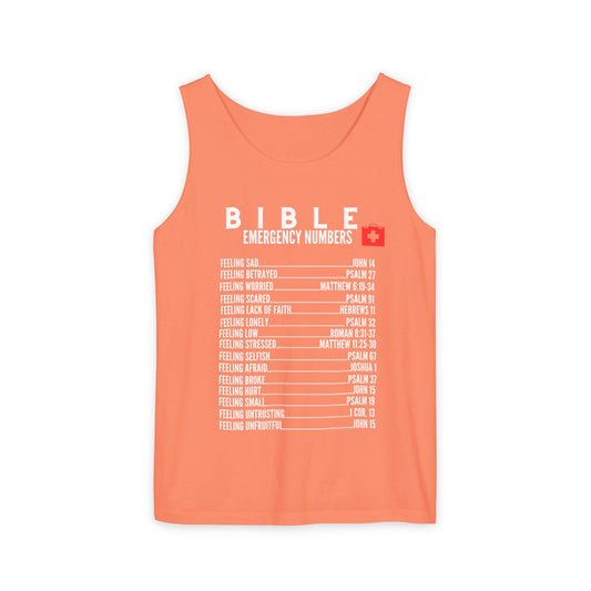 Bible Emergency Numbers Tank Top - White