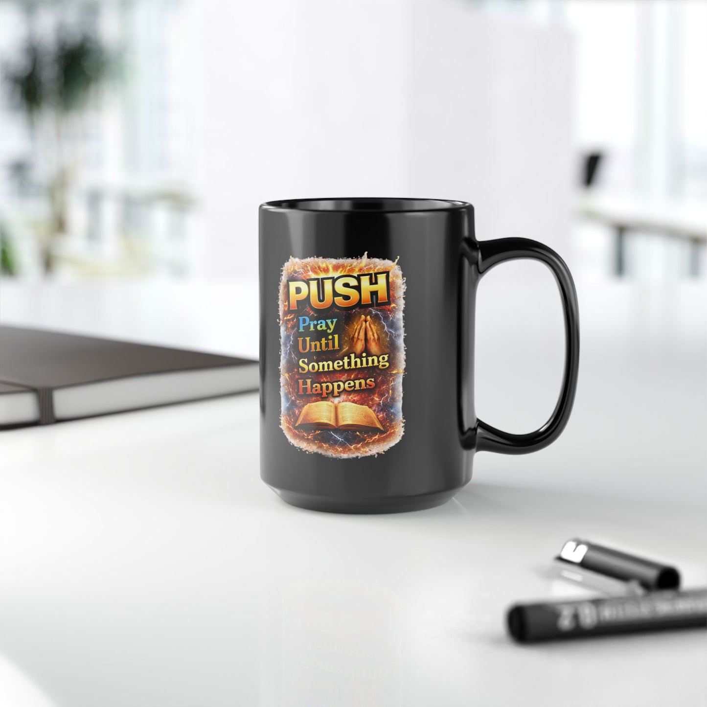 Push Black Coffee Mug - Bible — (11oz & 15oz)