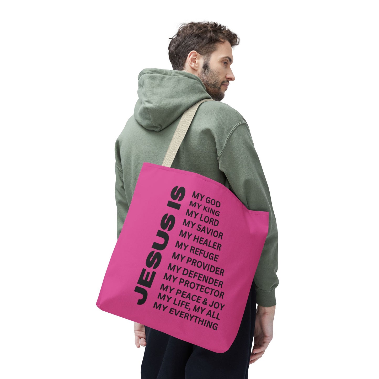 Christian JESUS IS Tote Bag - Pink
