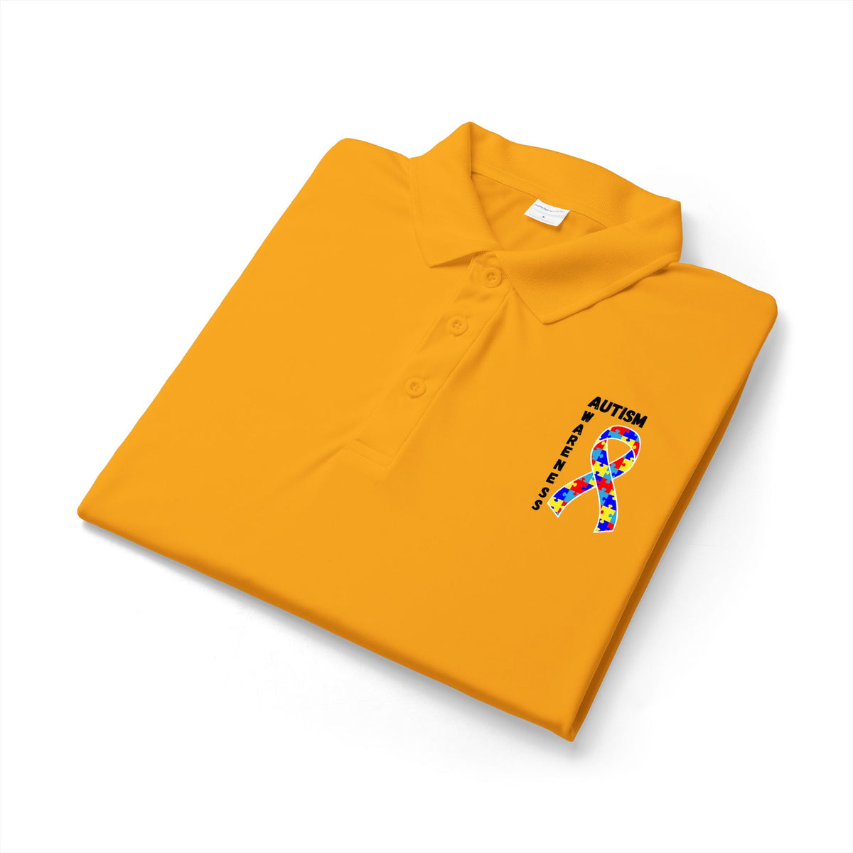 Autism Puzzle Ribbon Polo - Black