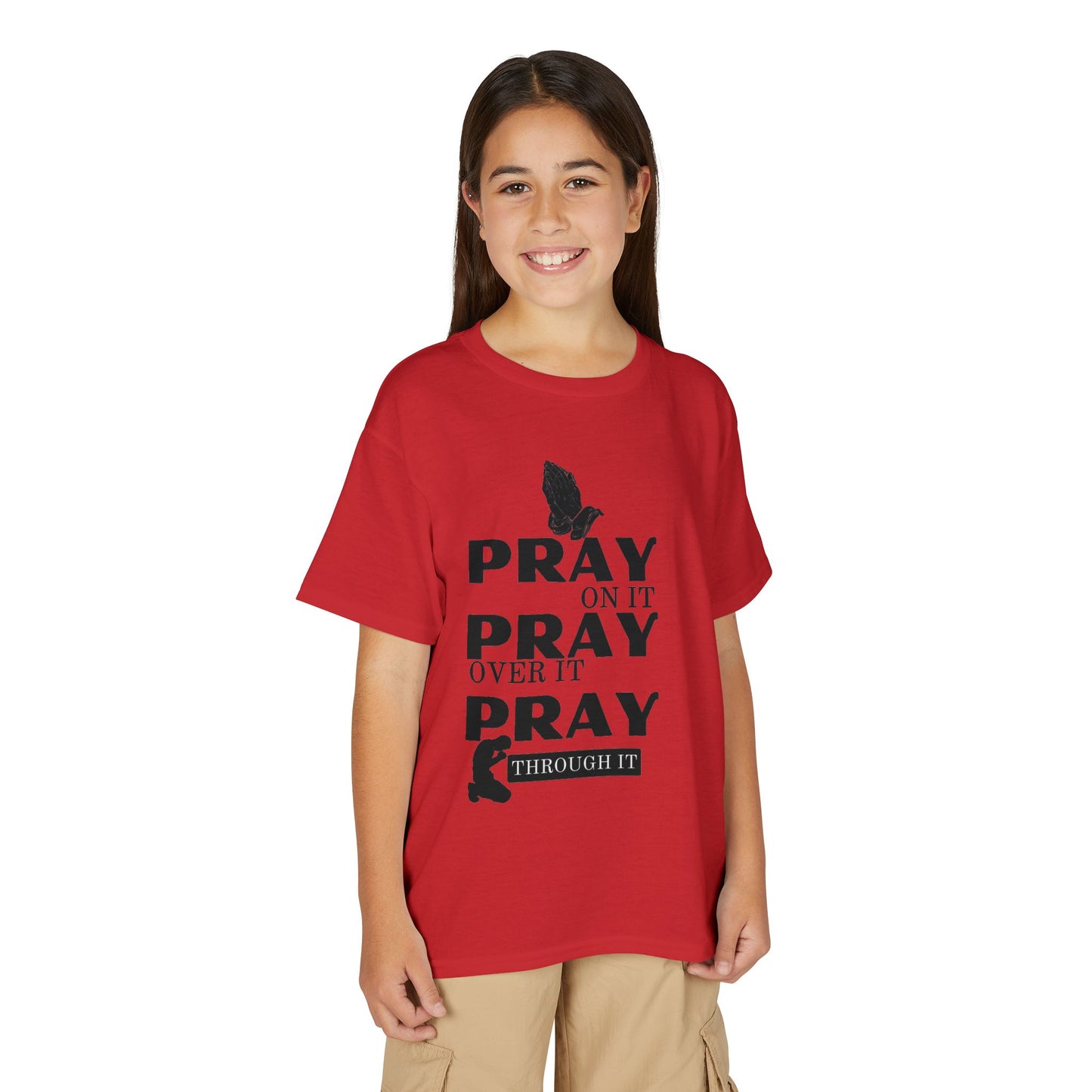 Pray On It, Pray Over It, Pray Through It Youth T-shirt
