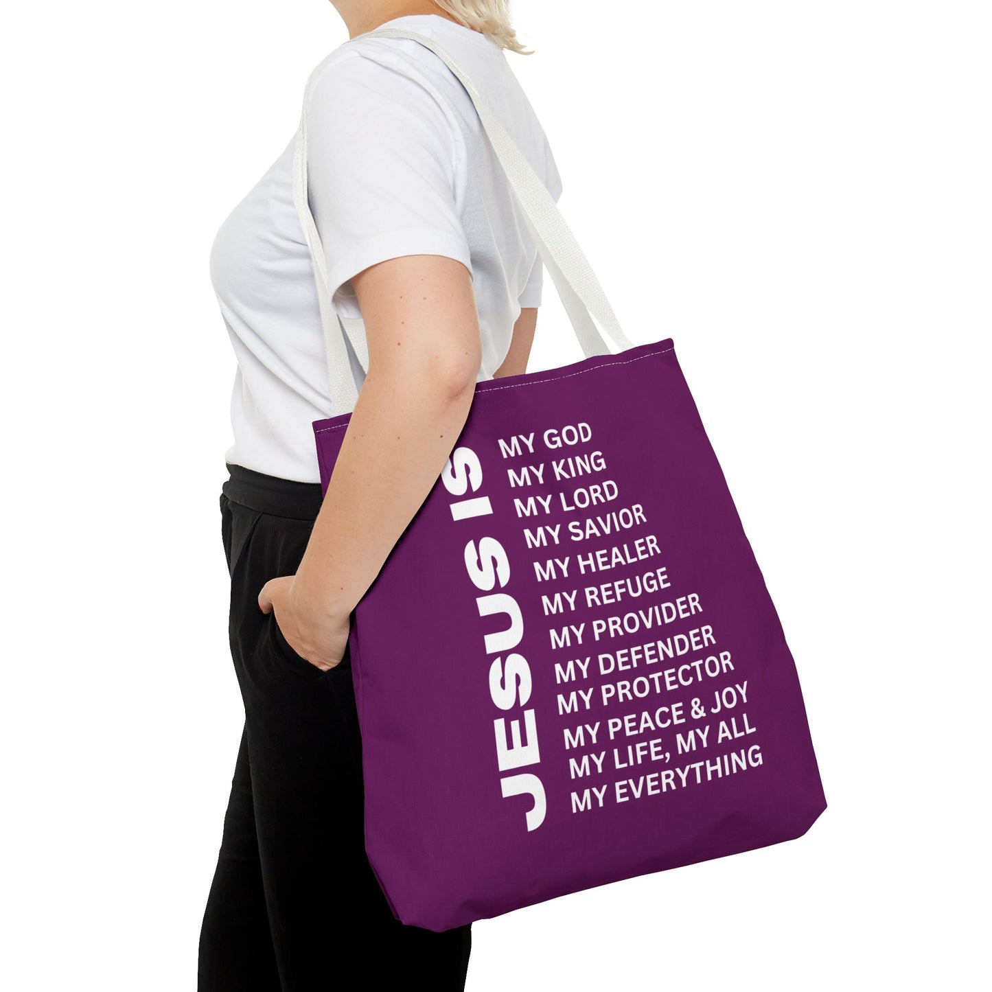 Christian JESUS IS Tote Bag - Purple