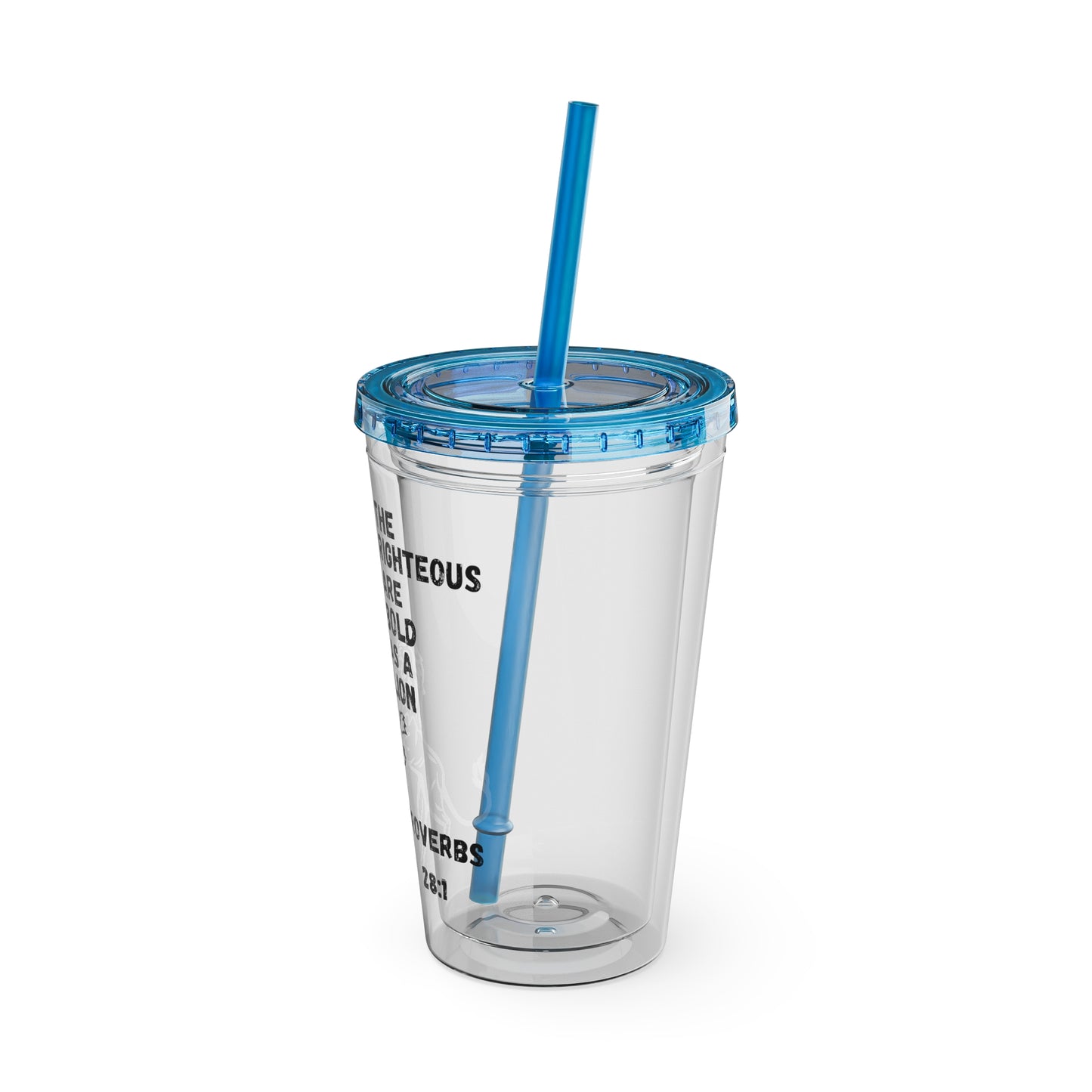 "The Righteous Are Bold as a Lion" 16oz Inspirational Tumbler with Straw
