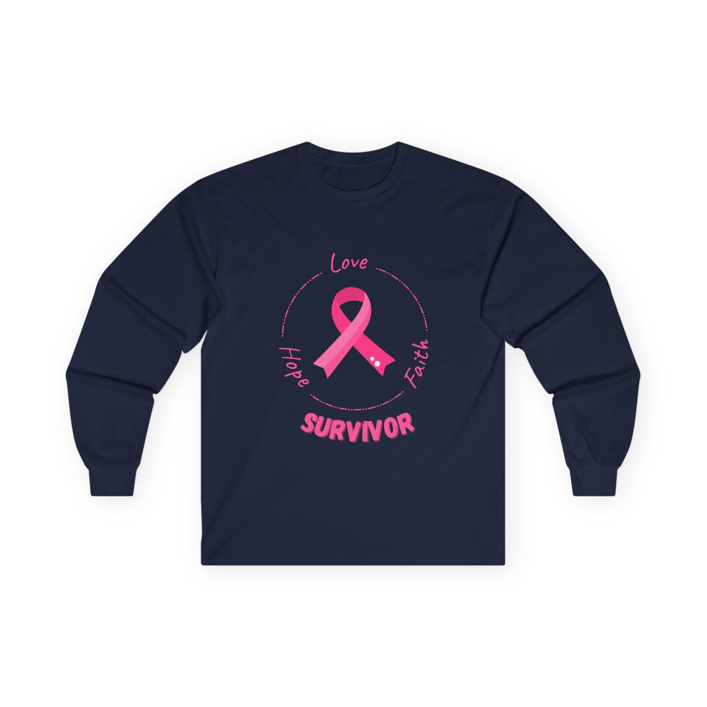 Breast Cancer Survivor Long Sleeve Tee — Pink Ribbon “Survivor”