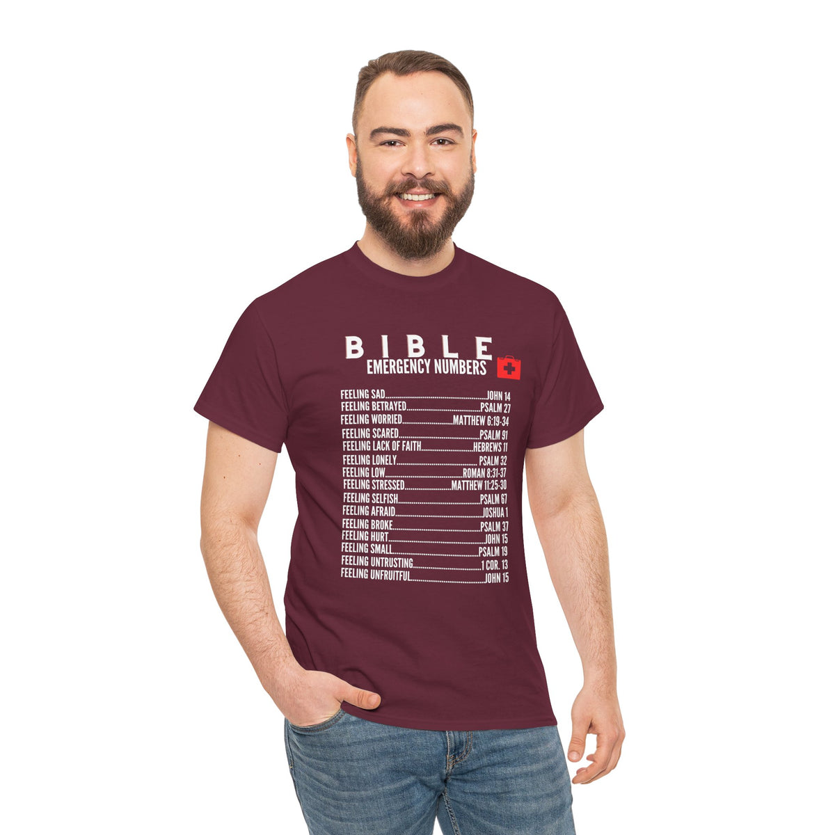 Bible Emergency Numbers Tee - White