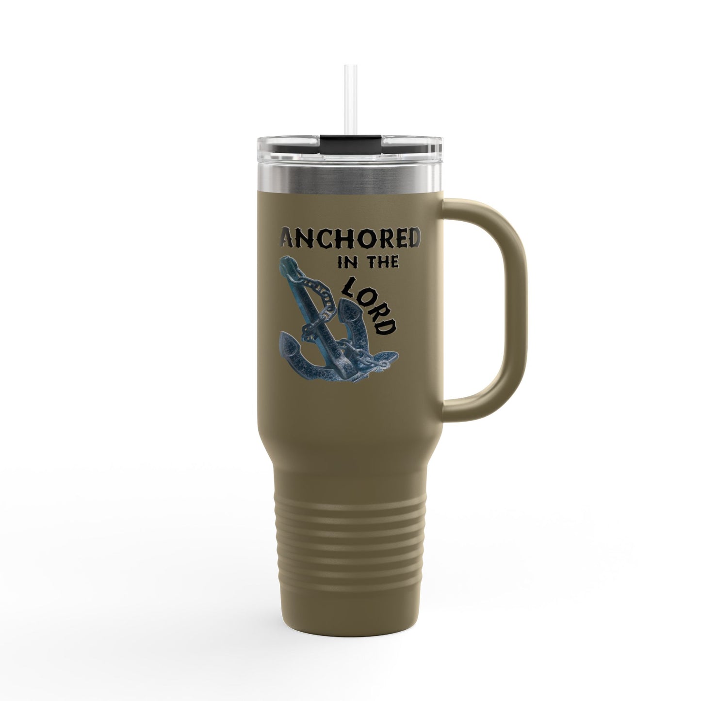 Anchored in the Lord 40oz Insulated Travel Mug Black