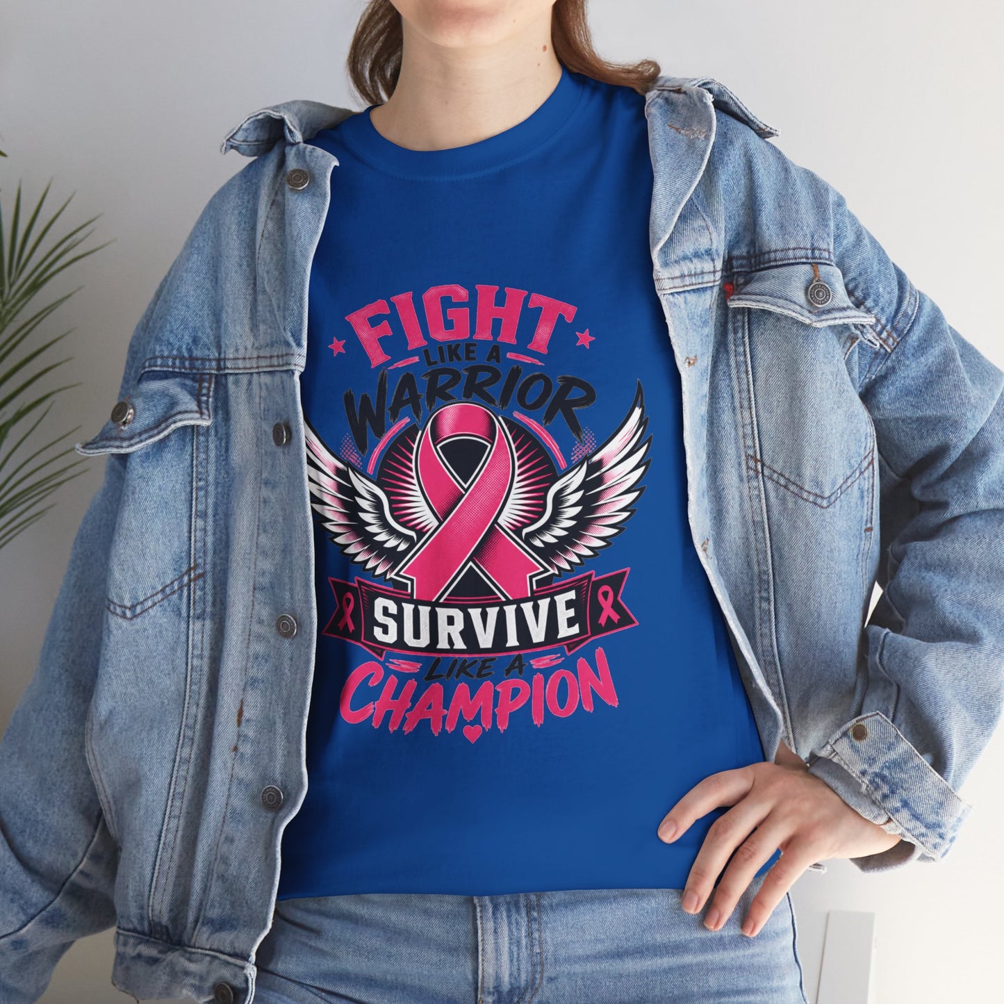 Fight Like a Warrior, Survive Like a Champion Breast Cancer Awareness T-Shirt