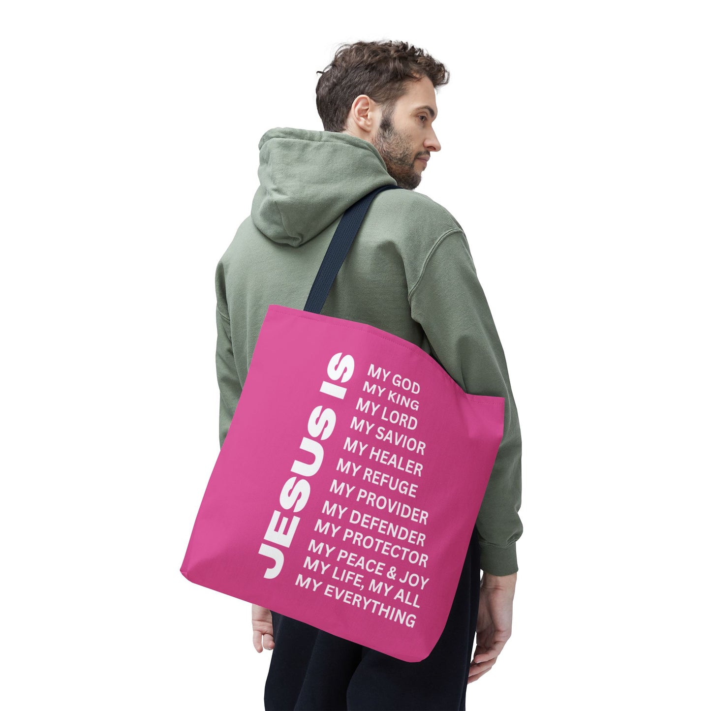 Christian JESUS IS Tote Bag - Pink