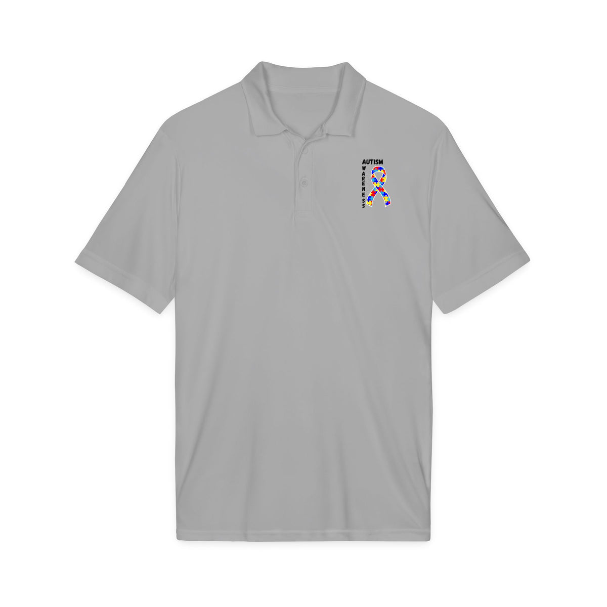 Autism Puzzle Ribbon Polo - Black
