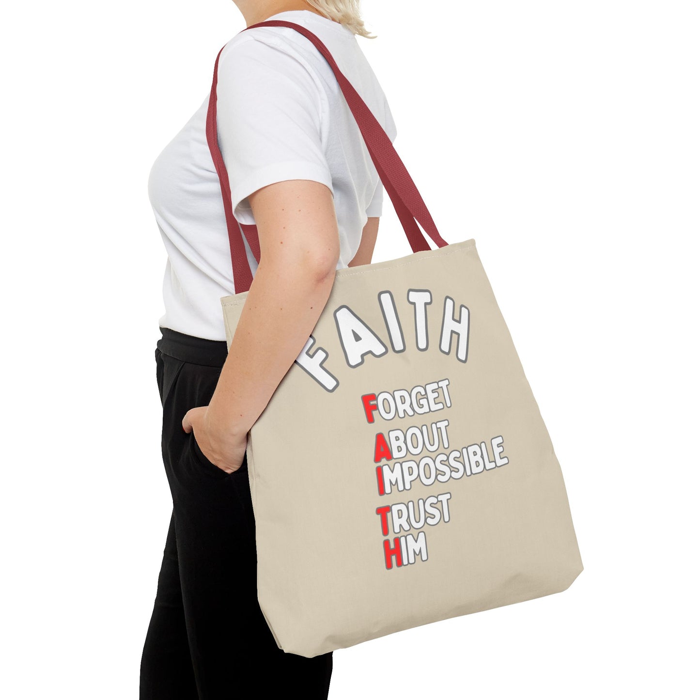FAITH: Forget About Impossible, Trust Him Tote - Sand