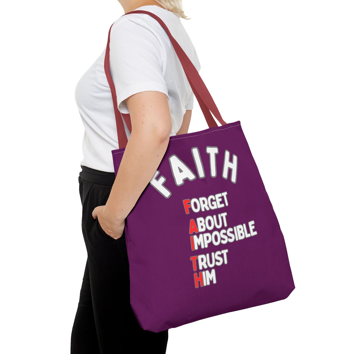 FAITH: Forget About Impossible, Trust Him Tote - Purple