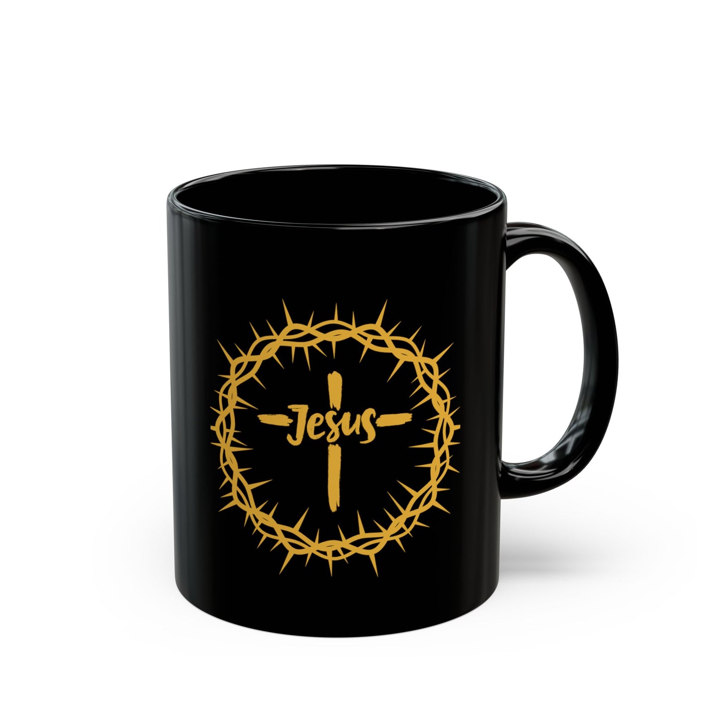 Jesus Crown of Thorns Black Coffee Mug (11oz/15oz)