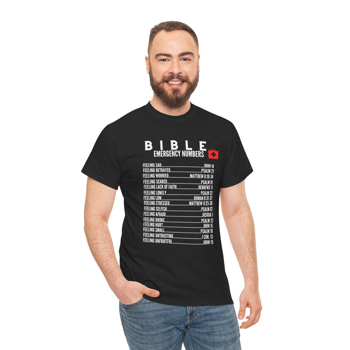 Bible Emergency Numbers Tee - White