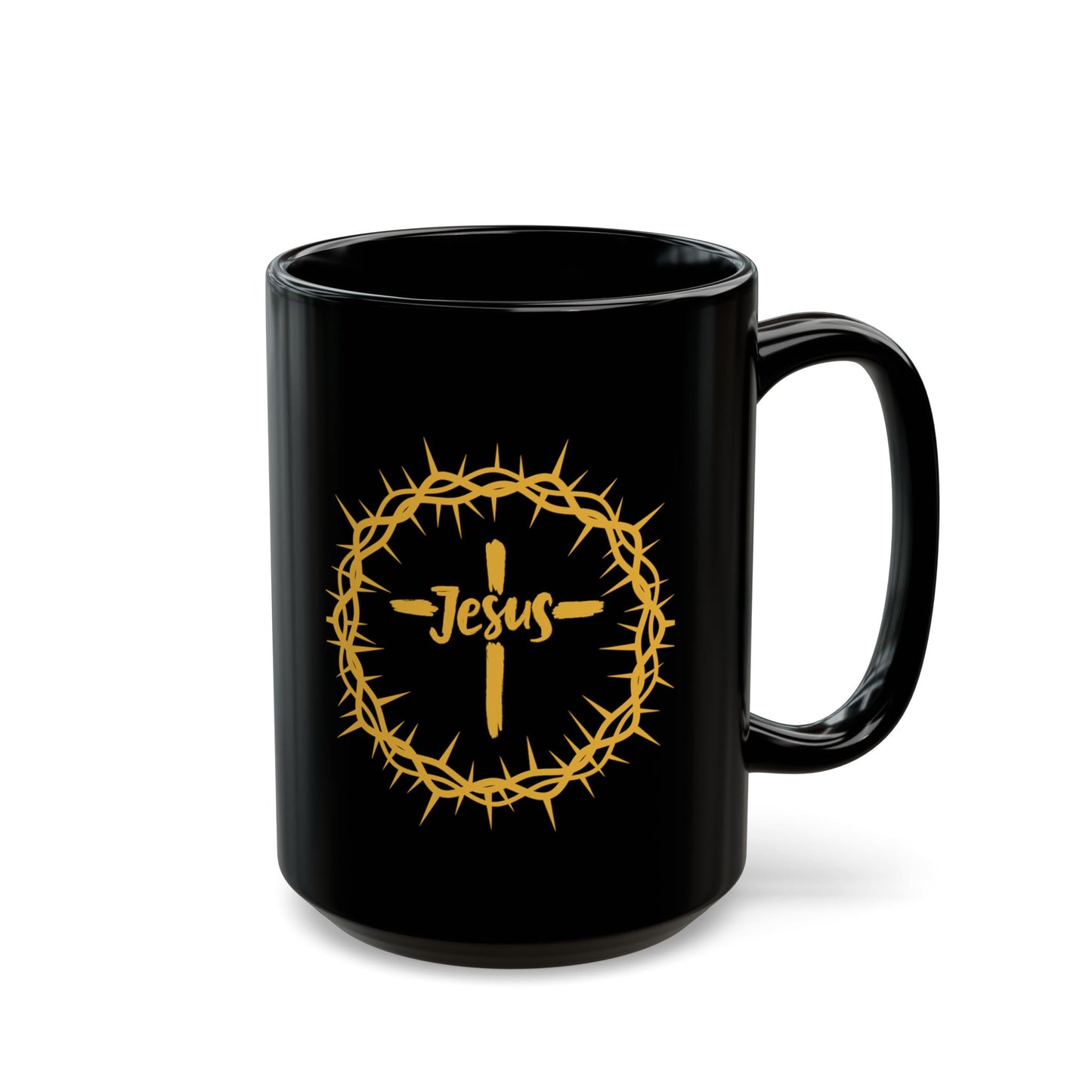 Jesus Crown of Thorns Black Coffee Mug (11oz/15oz)