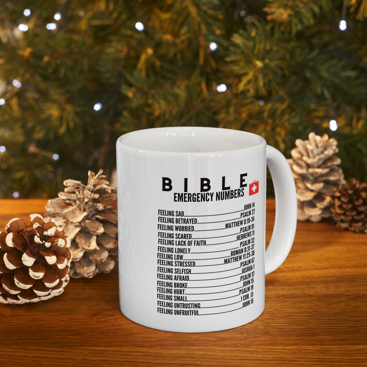 Bible Emergency Numbers White Coffee Mug (11oz, 15oz)