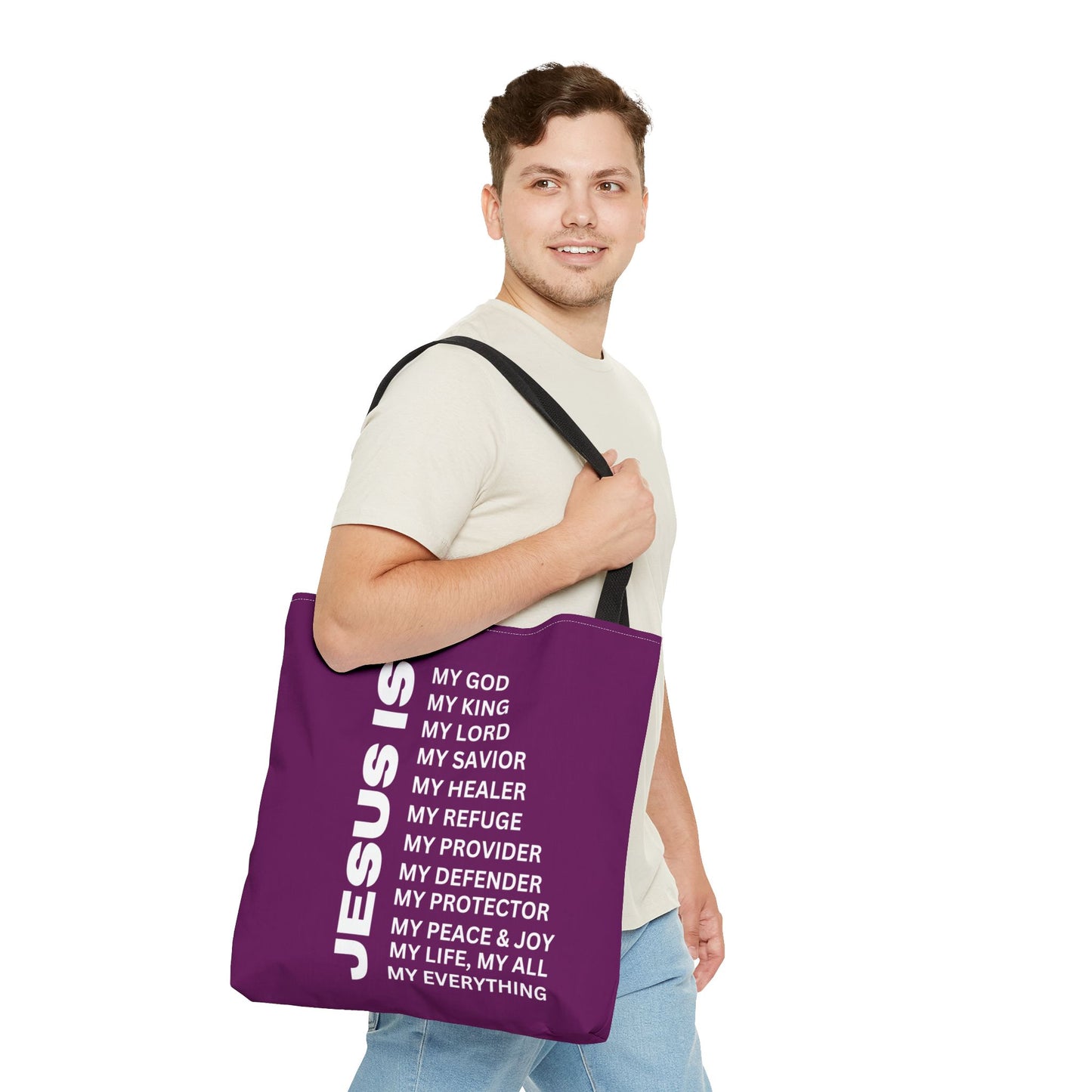 Christian JESUS IS Tote Bag - Purple