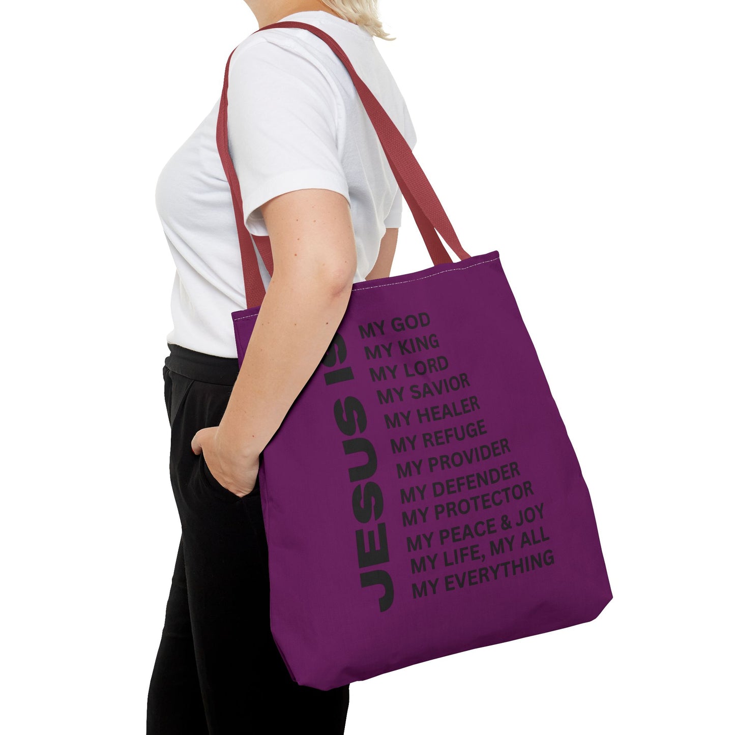 Christian JESUS IS Tote Bag - Purple