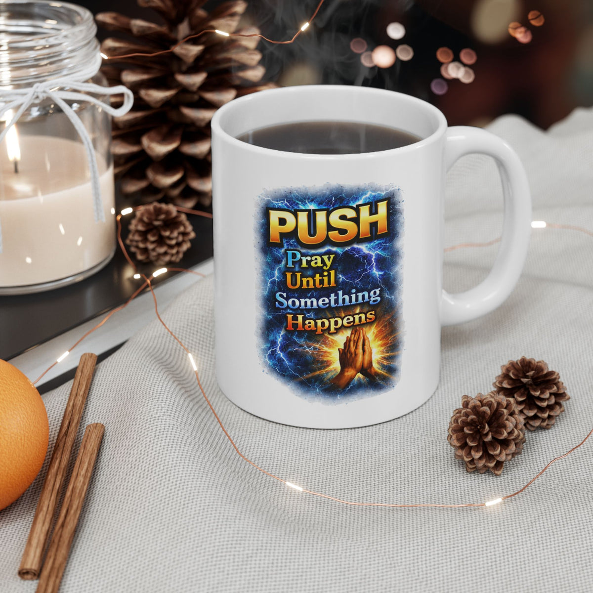 Push White Coffee Mug - Hands (11oz/15oz)