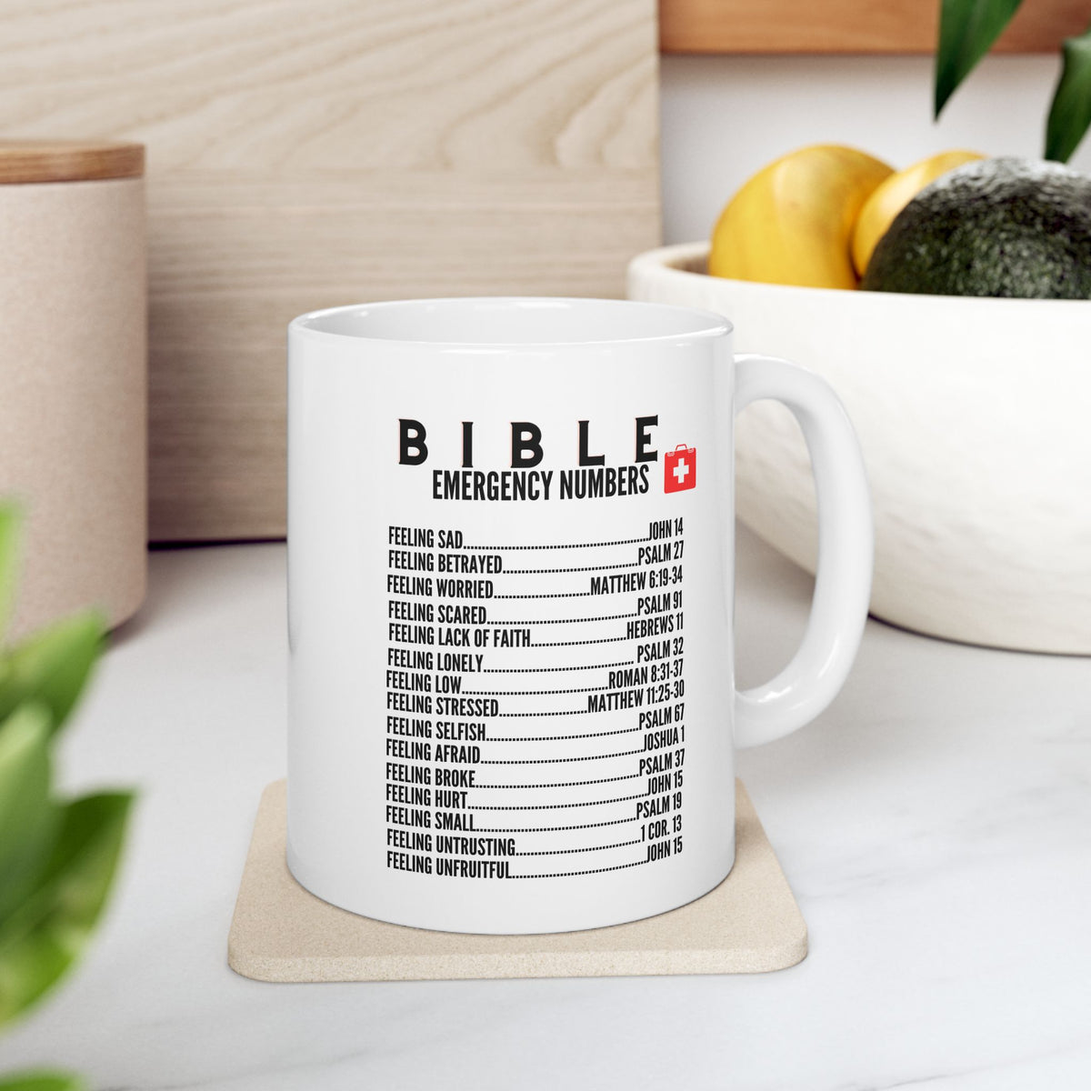 Bible Emergency Numbers White Coffee Mug (11oz, 15oz)