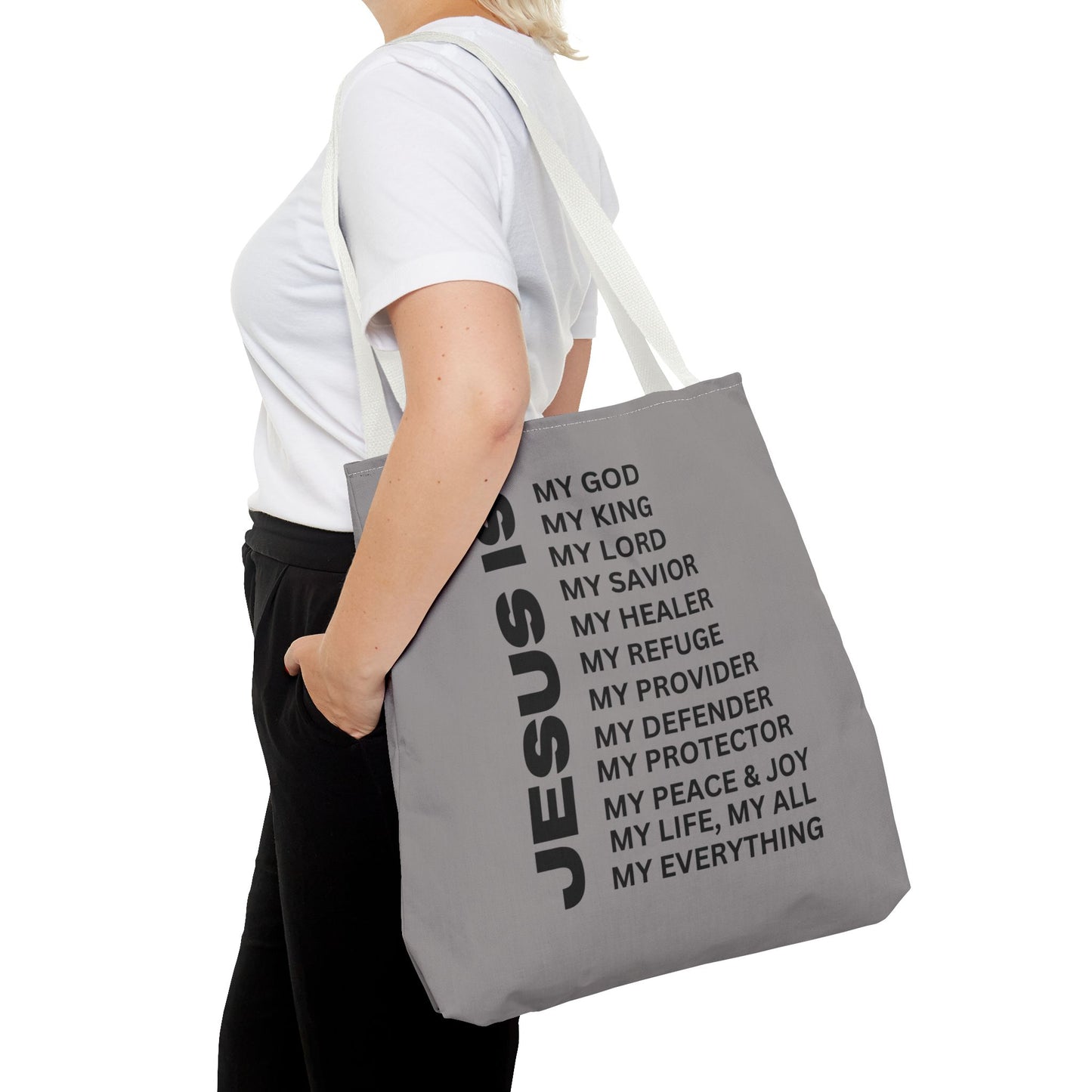 Christian JESUS IS Tote Bag - Grey