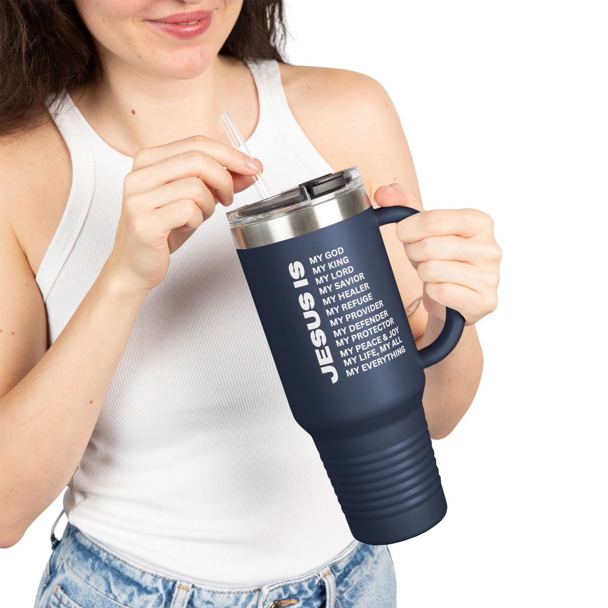 Christian JESUS IS Insulated Travel Mug, 40oz White