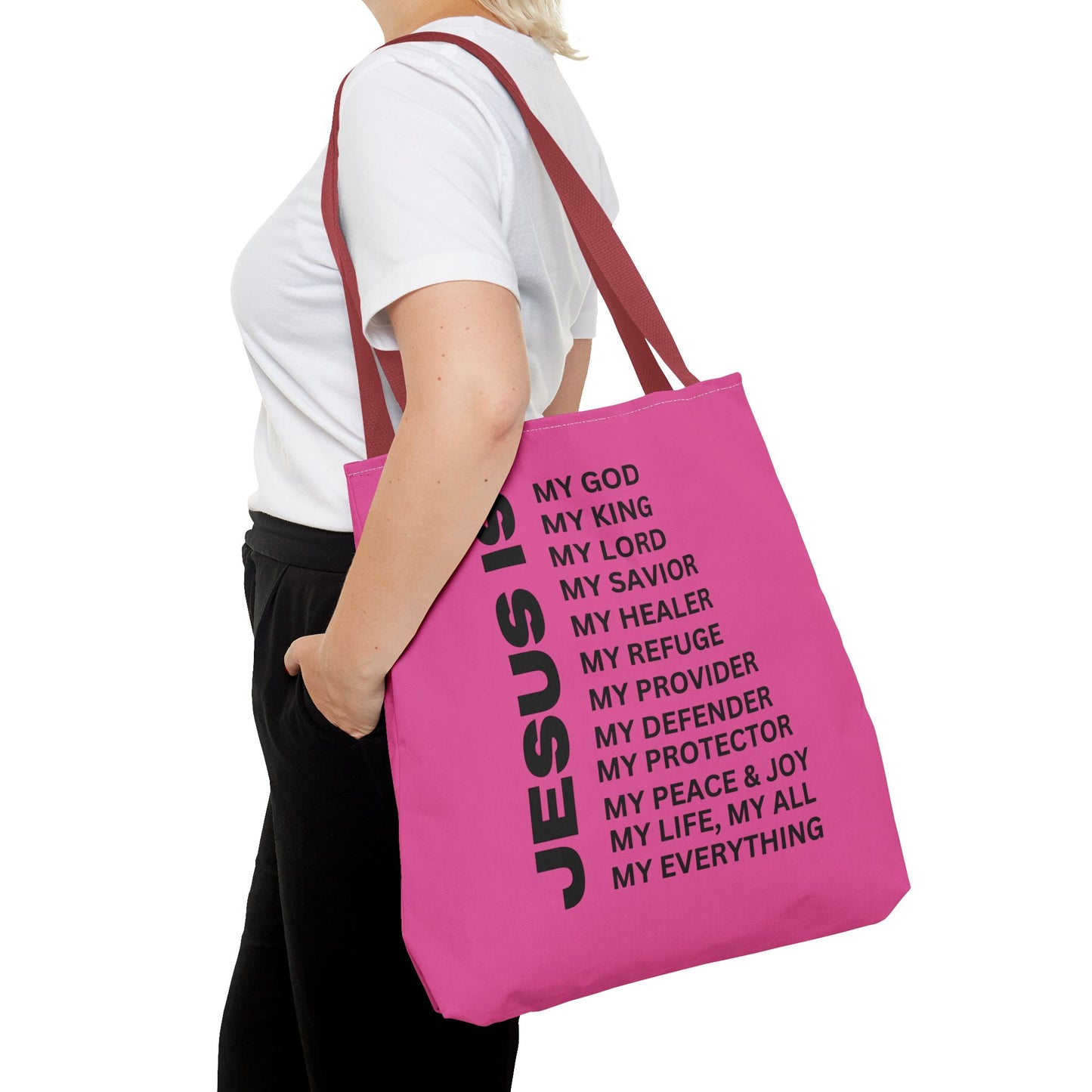 Christian JESUS IS Tote Bag - Pink