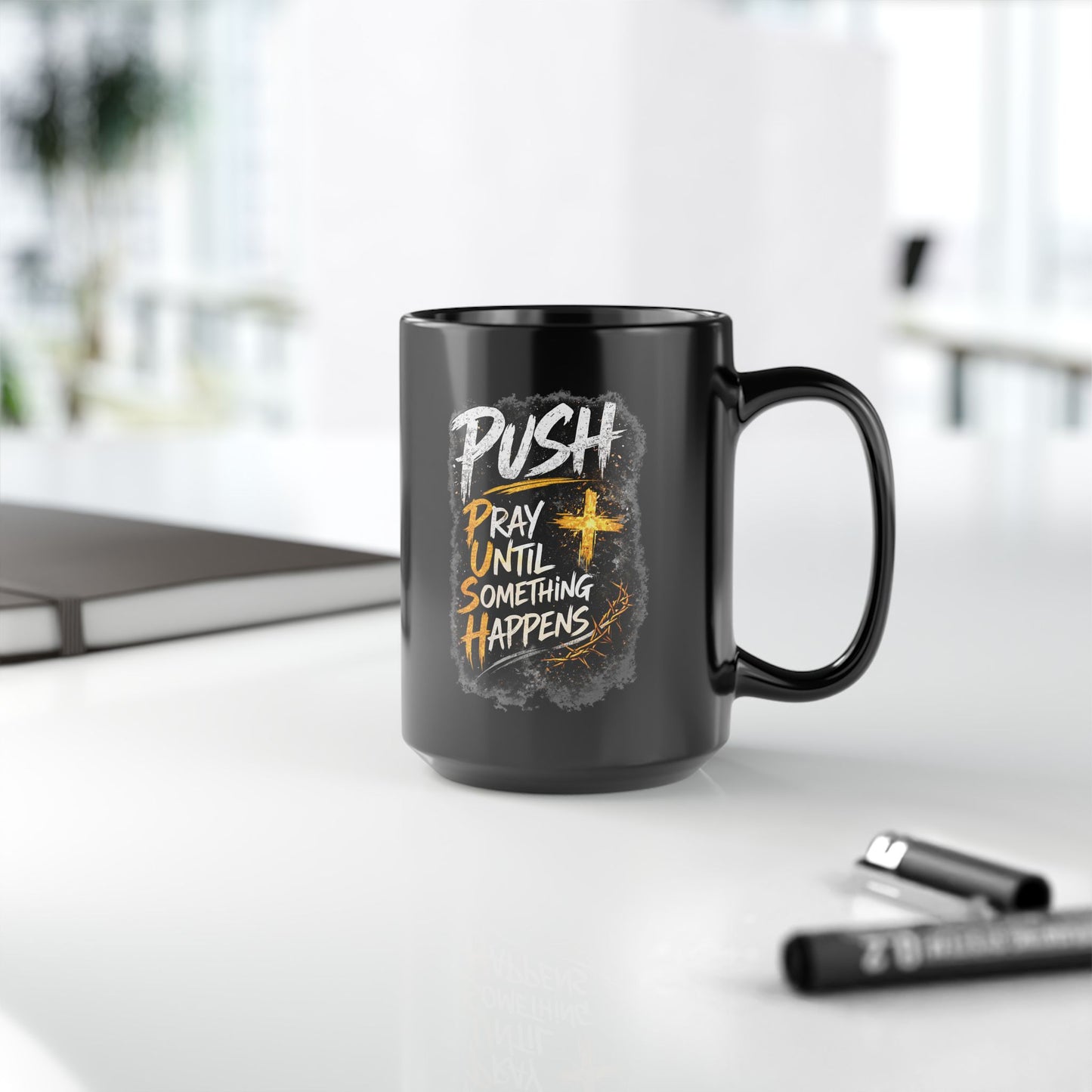 Push Black Coffee Mug — (11oz & 15oz)