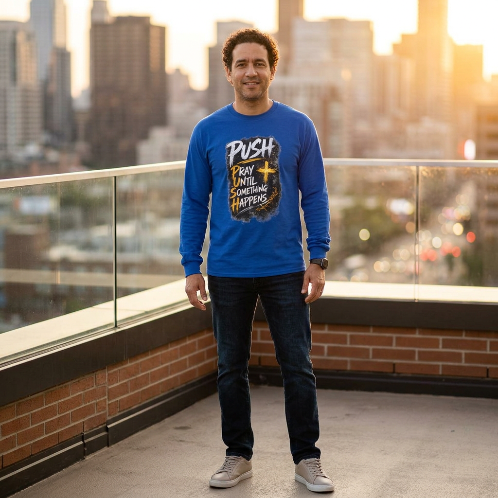 PUSH Pray Until Something Happens Long Sleeve Tee