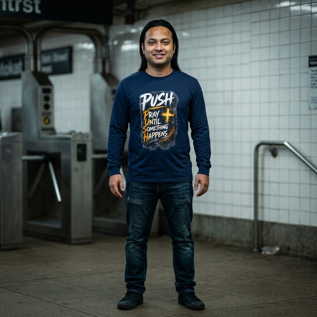 PUSH Pray Until Something Happens Long Sleeve Tee